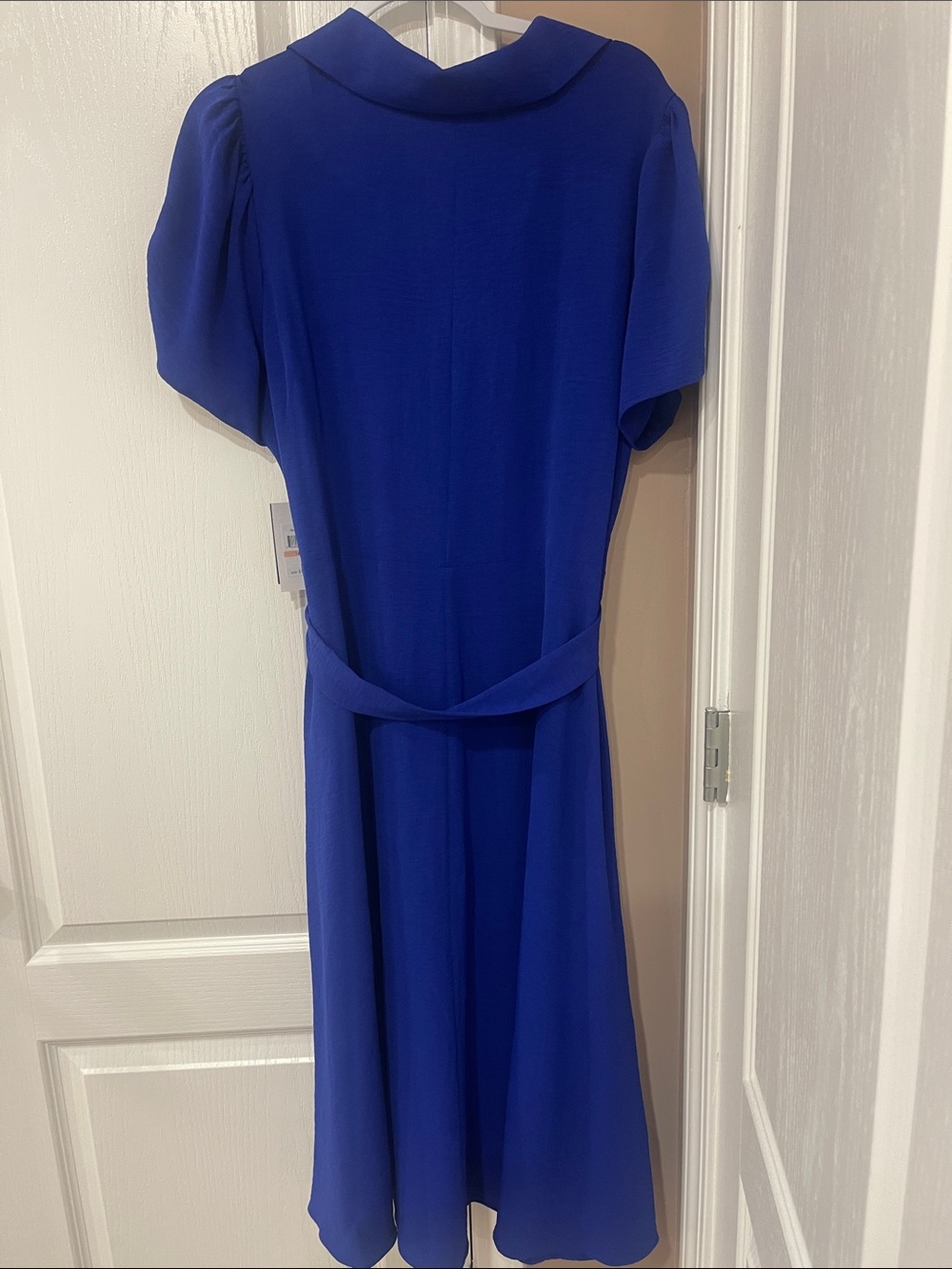 DKNY Electric Blue Midi Dress with Self-Tie Waist - Picture 7 of 9